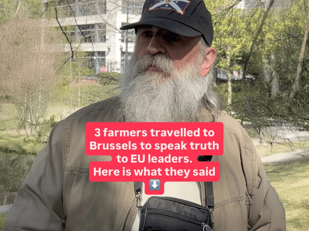 Picture of farmer Joseph who came from Romania to speak to EU leaders in Brussels.